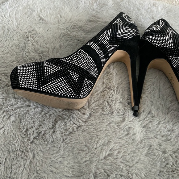 ALDO Black Silver Rhinestone Bling Heels - Picture 6 of 12